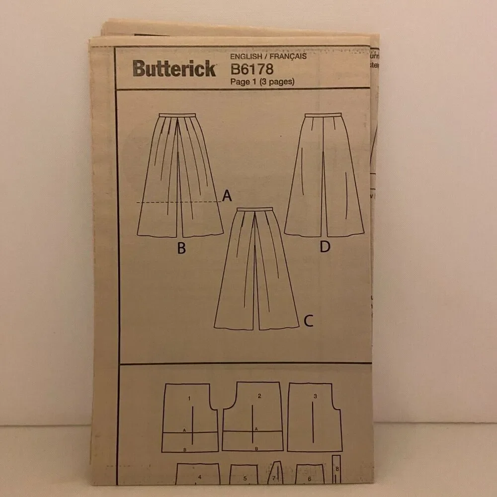 #B6178 Butterick Misses Culottes Sewing Pattern Size 14-22